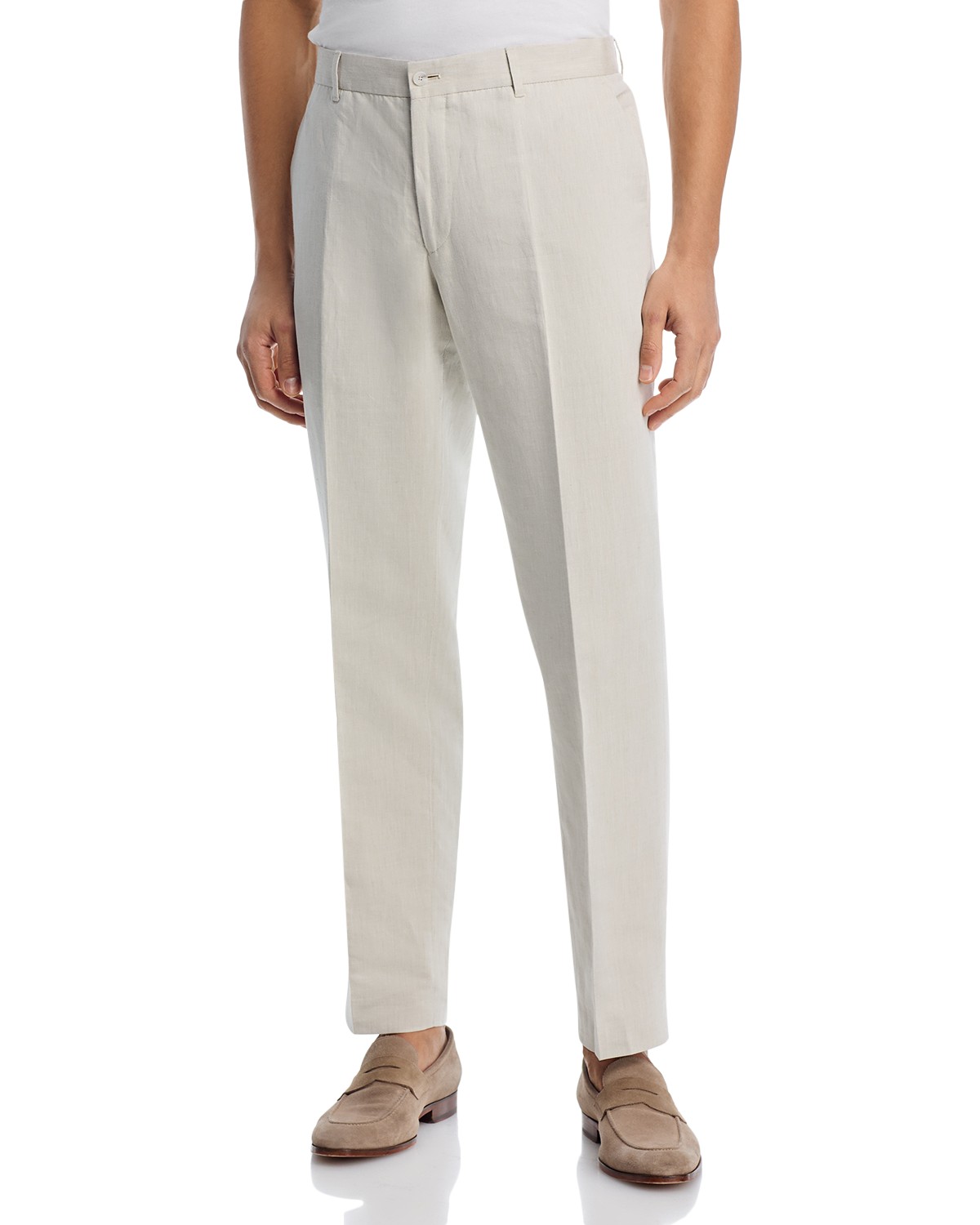 Linen & Cotton Twill Drawstring Trousers with Elasticated Waistband