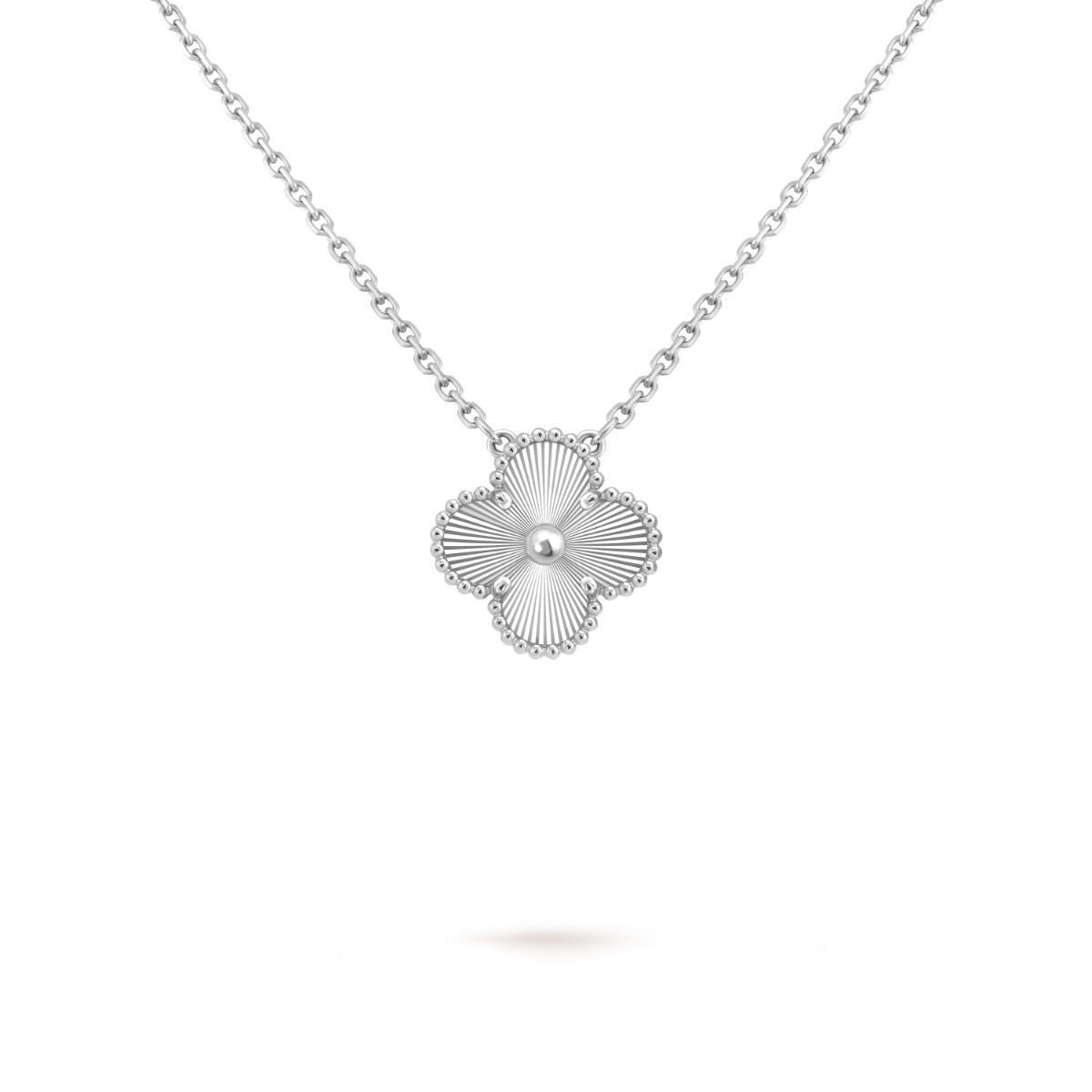 Vintage Alhambra Pendant, Guilloché White Gold