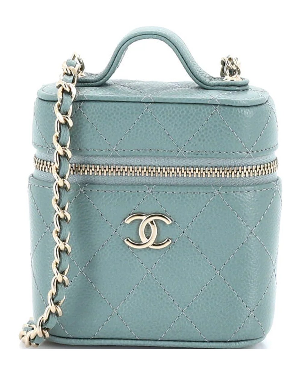 Handle with Care Vanity Case with Chain Quilted Caviar