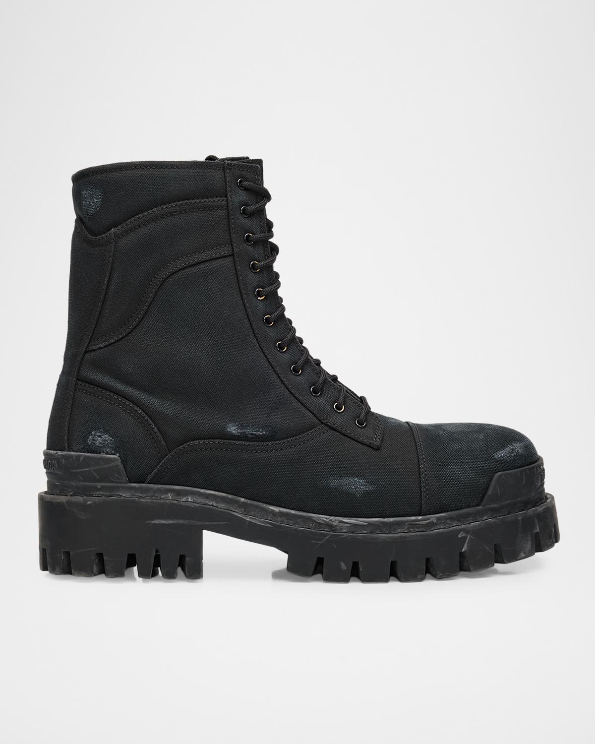 Balenciaga Men's Combat Strike Lace-Up Boots
