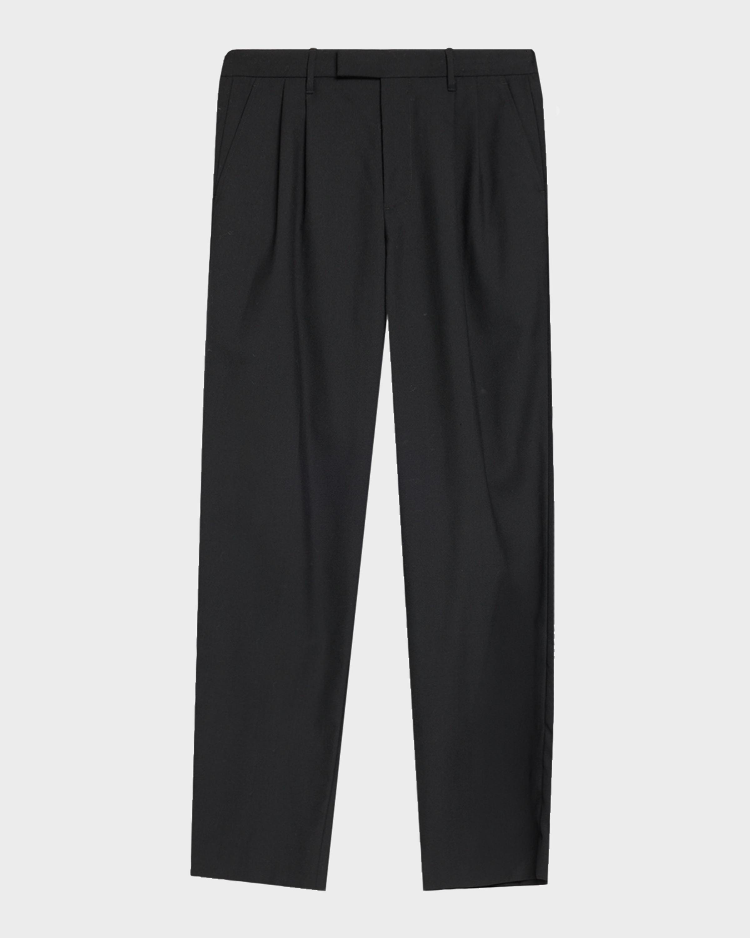 Men's Twill Straight-Leg Pleated Trousers