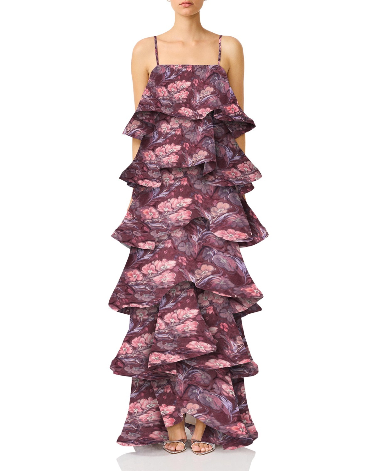 Rosaria Printed Ruffle Tiered Gown