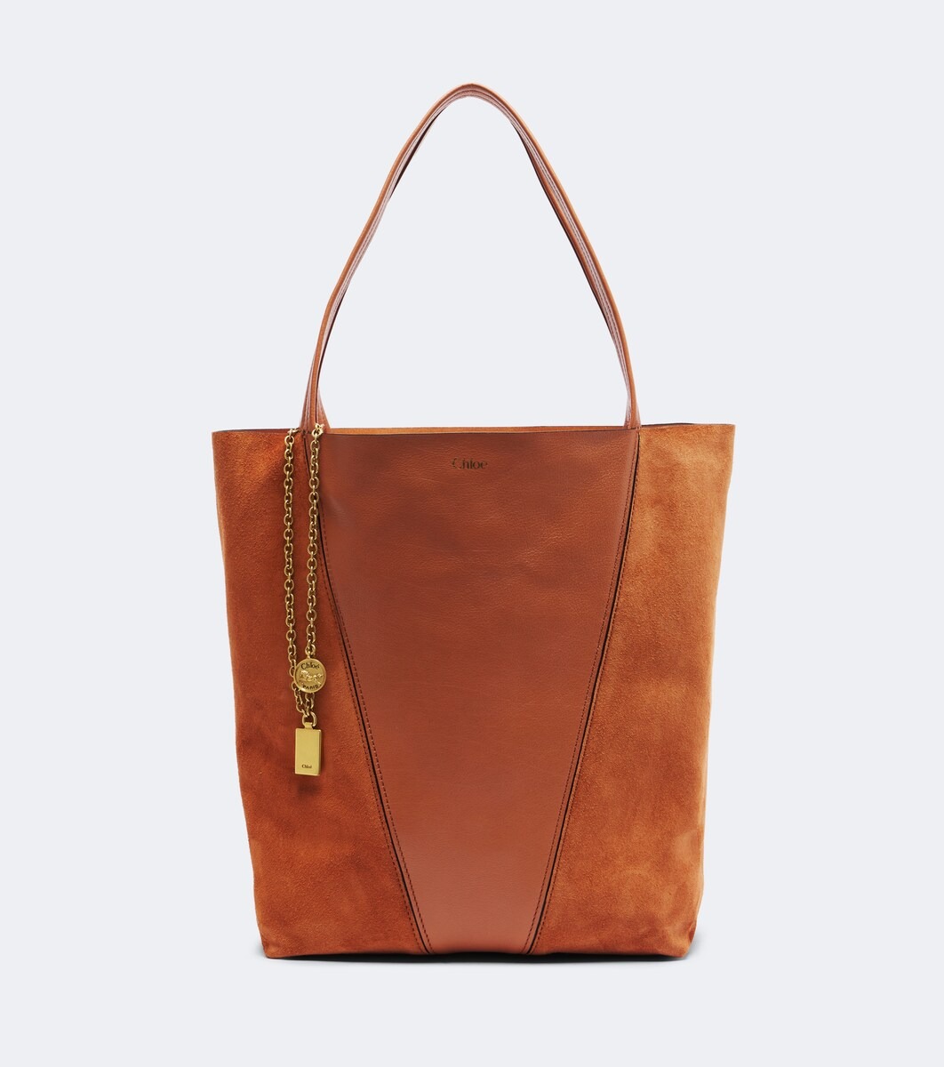 Chloé Spin Medium leather and suede tote bag