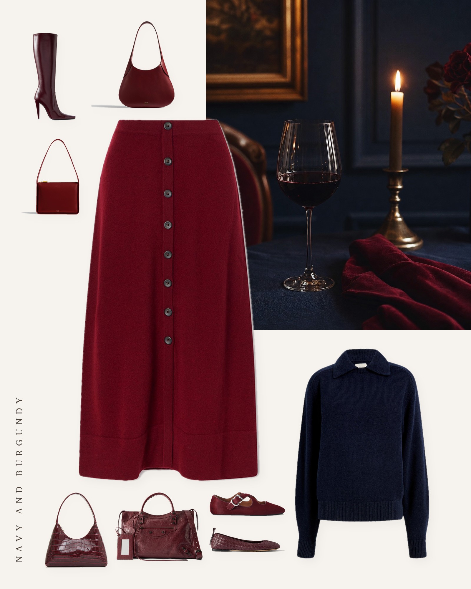 Navy and Burgundy Outfits