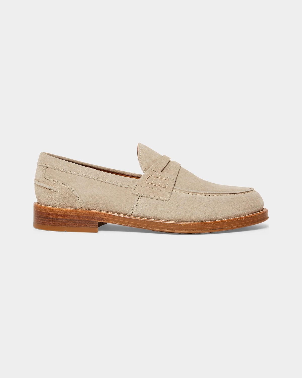 Italian Suede Penny Loafer in Tan