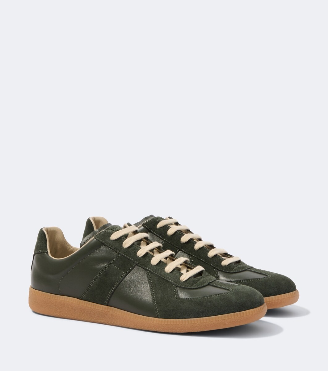 Replica leather and suede sneakers