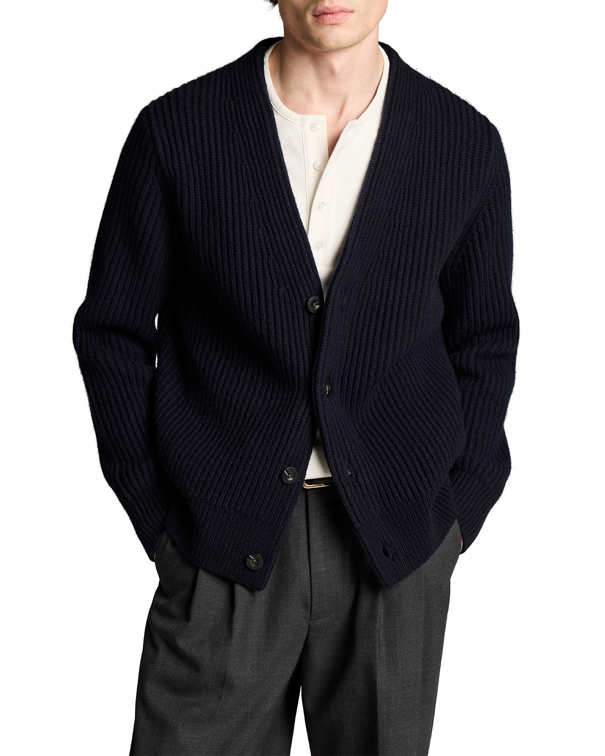 Winter Rib Wool Blend Button Cardigan Sweater