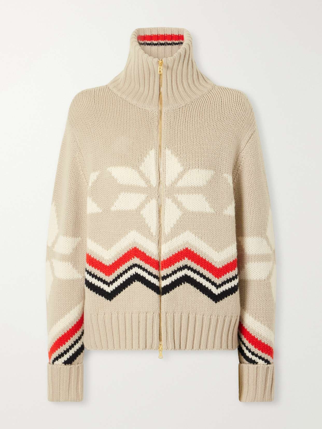 Frances intarsia-knit cashmere zip-up sweater