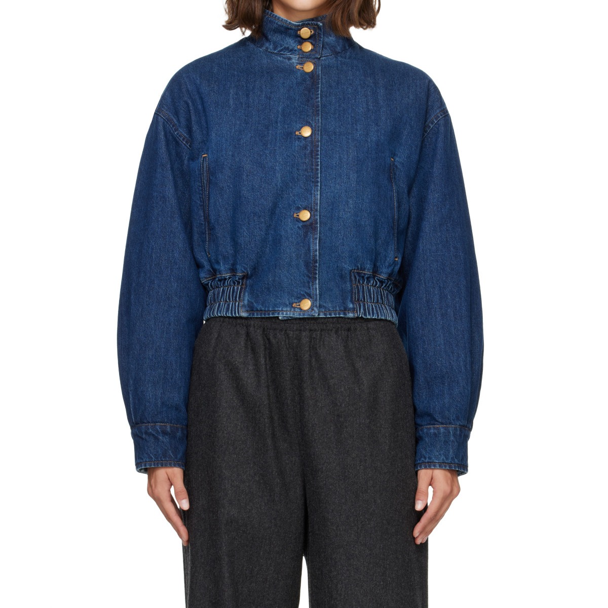 Blue Denim Padded Blouson Jacket