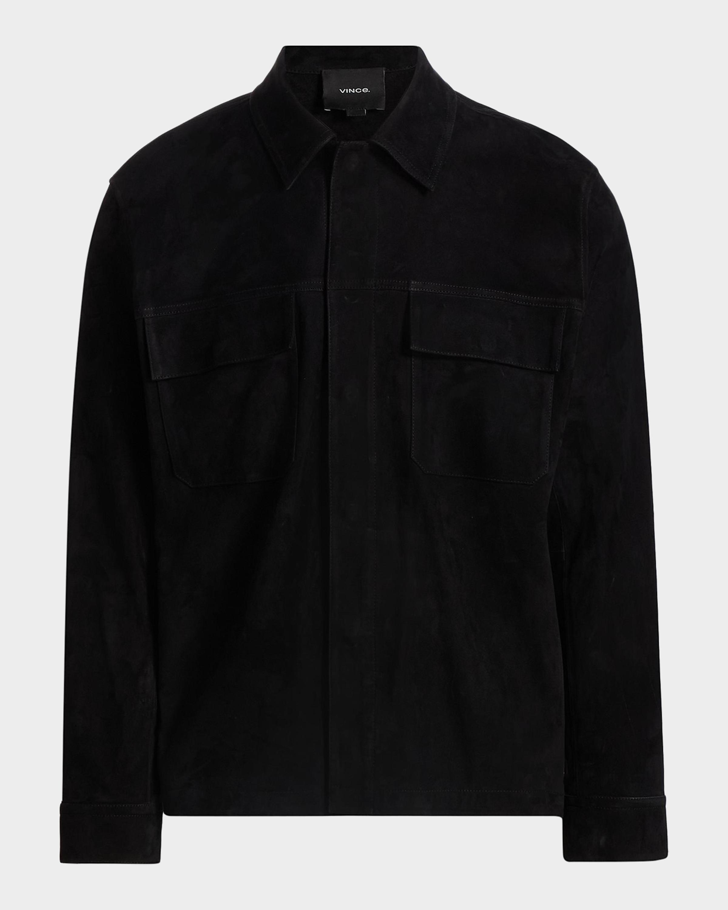 Men's Suede Snap-Front Shirt Jacket