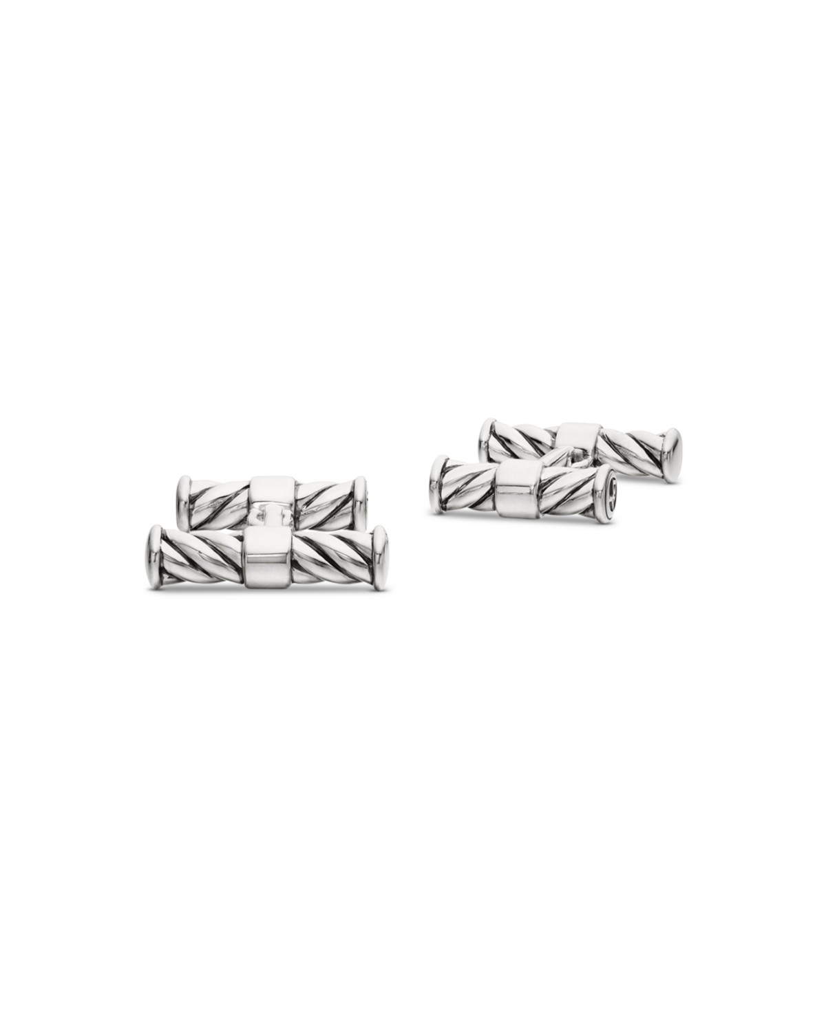 Cable Elongated Cufflinks in Sterling Silver, 22mm