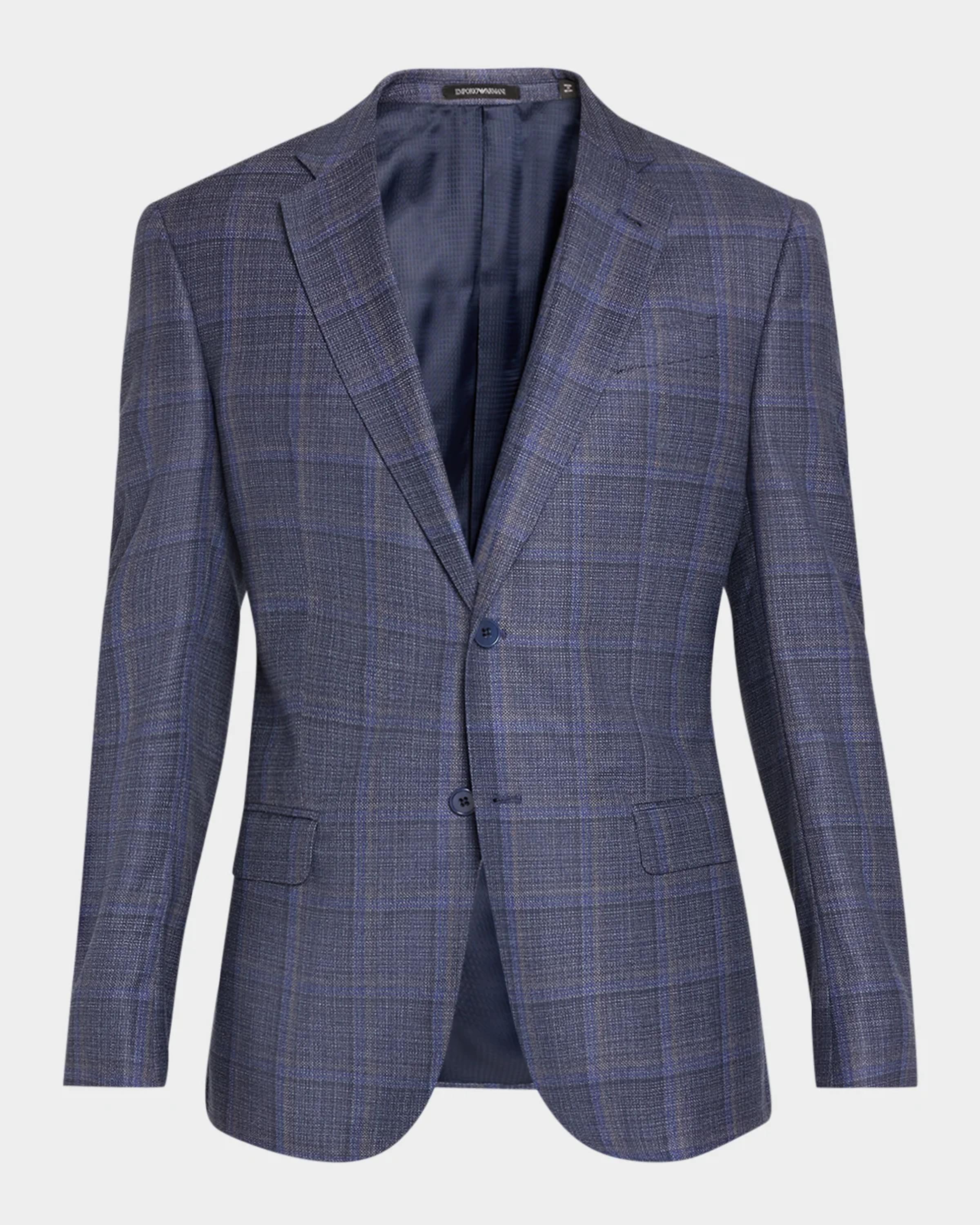 Men's G Line Blurred Plaid Single-Breasted Sport Coat