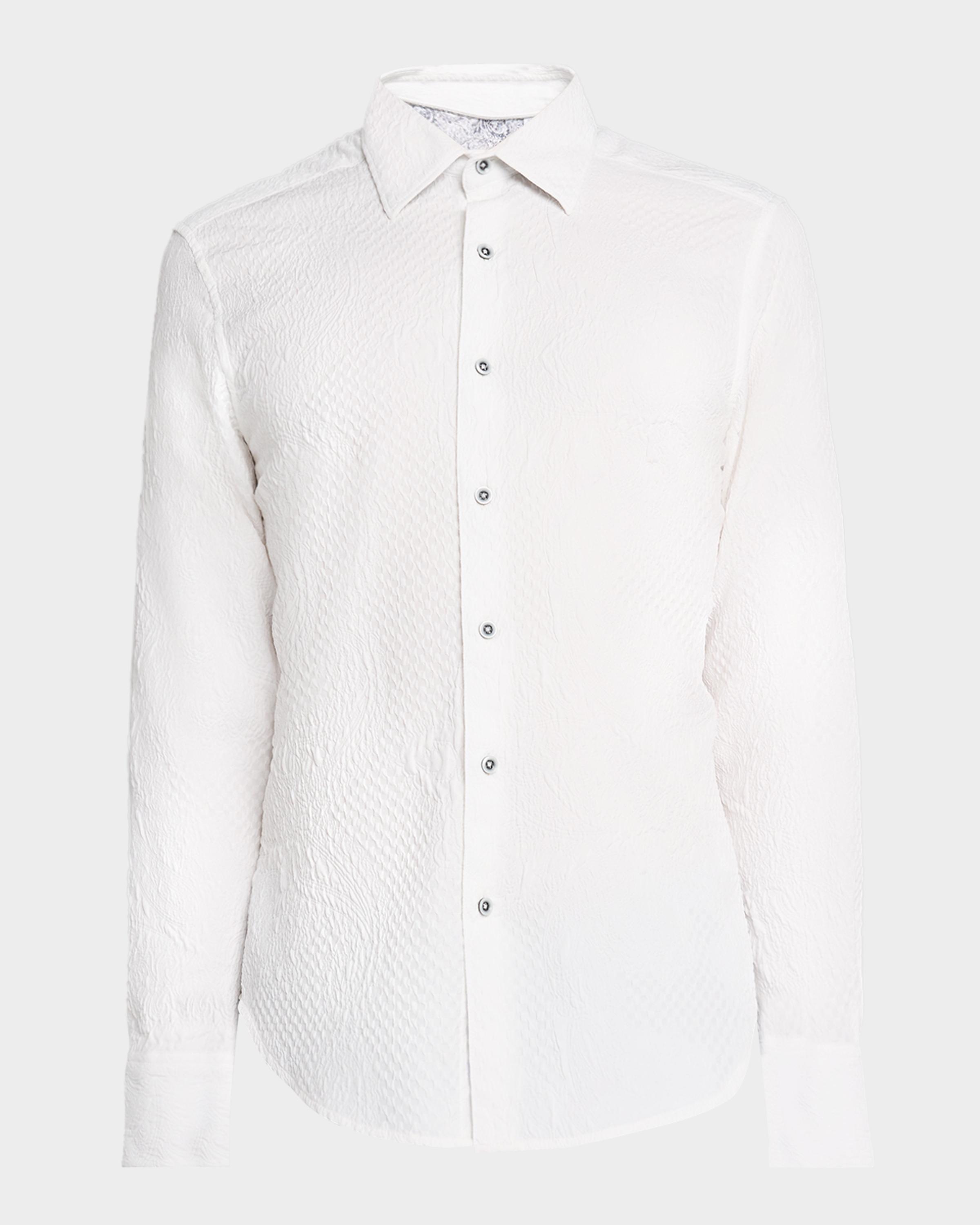 Men's Devonshire Paisley-Check Jacquard Button-Down Shirt