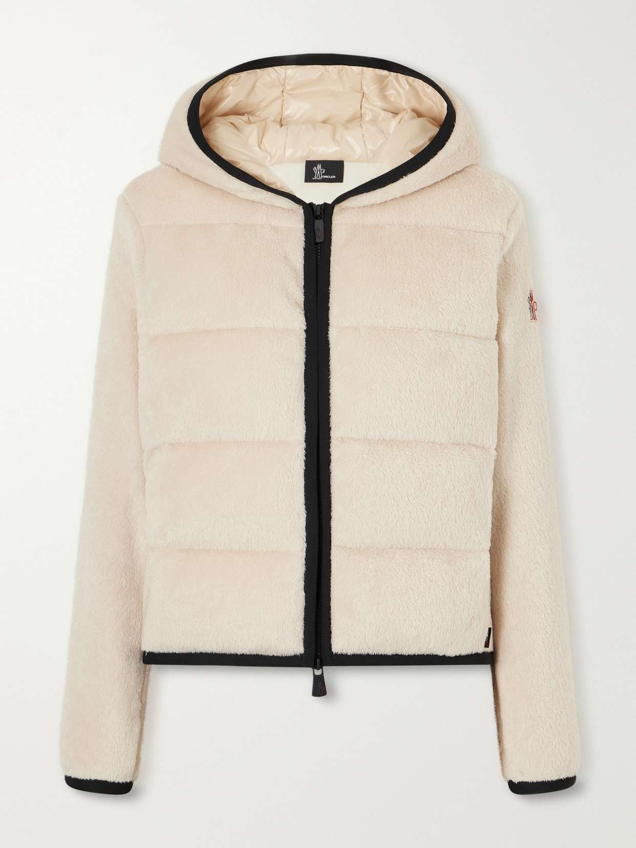 Hooded quilted padded plush down ski jacket