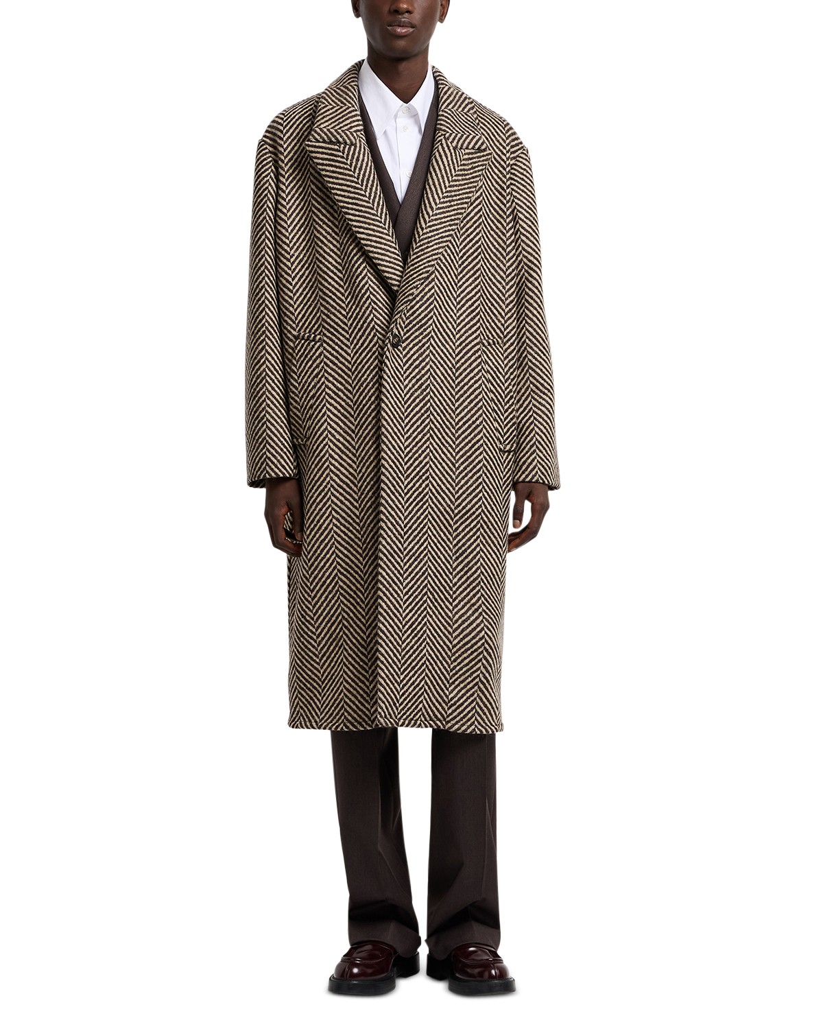 Oversized Tweed Chevron Coat