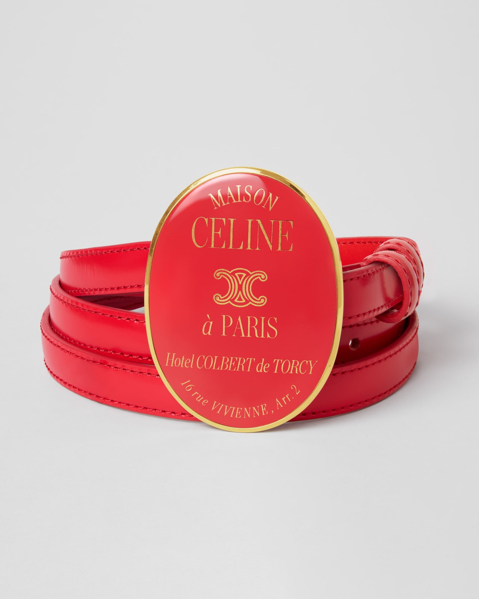 Little Maison Celine Belt in Taurillon Leather with Varnished Buckle