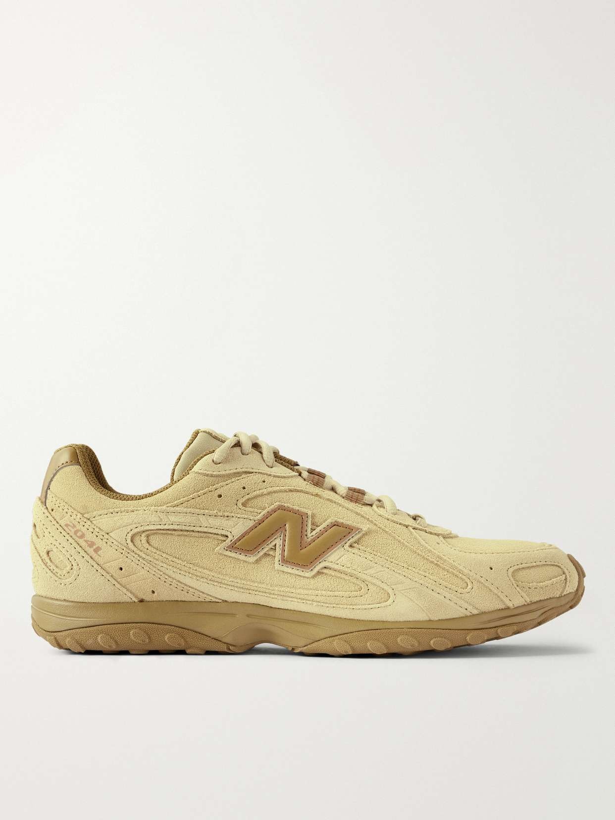 204L leather-trimmed suede sneakers