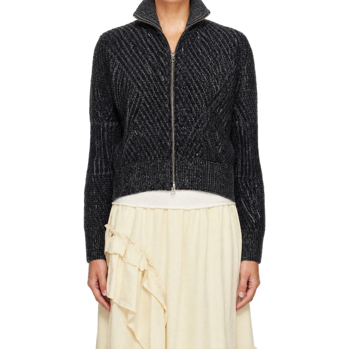 Black & Gray Nova Zip Cardigan