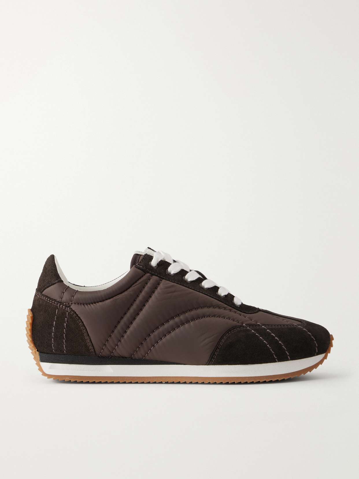 Leather-trimmed shell sneakers
