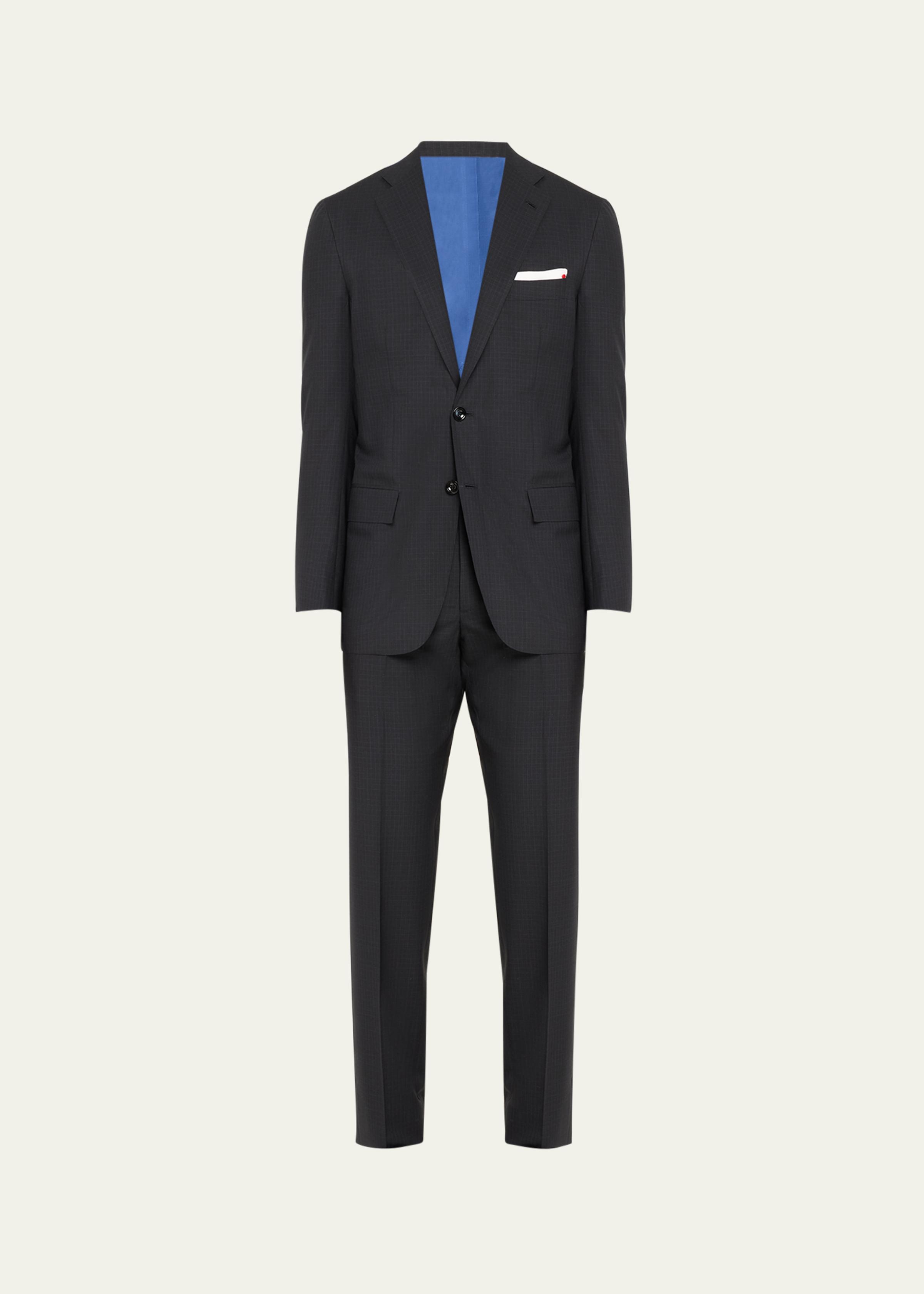 Men's Grid Check Wool Suit
