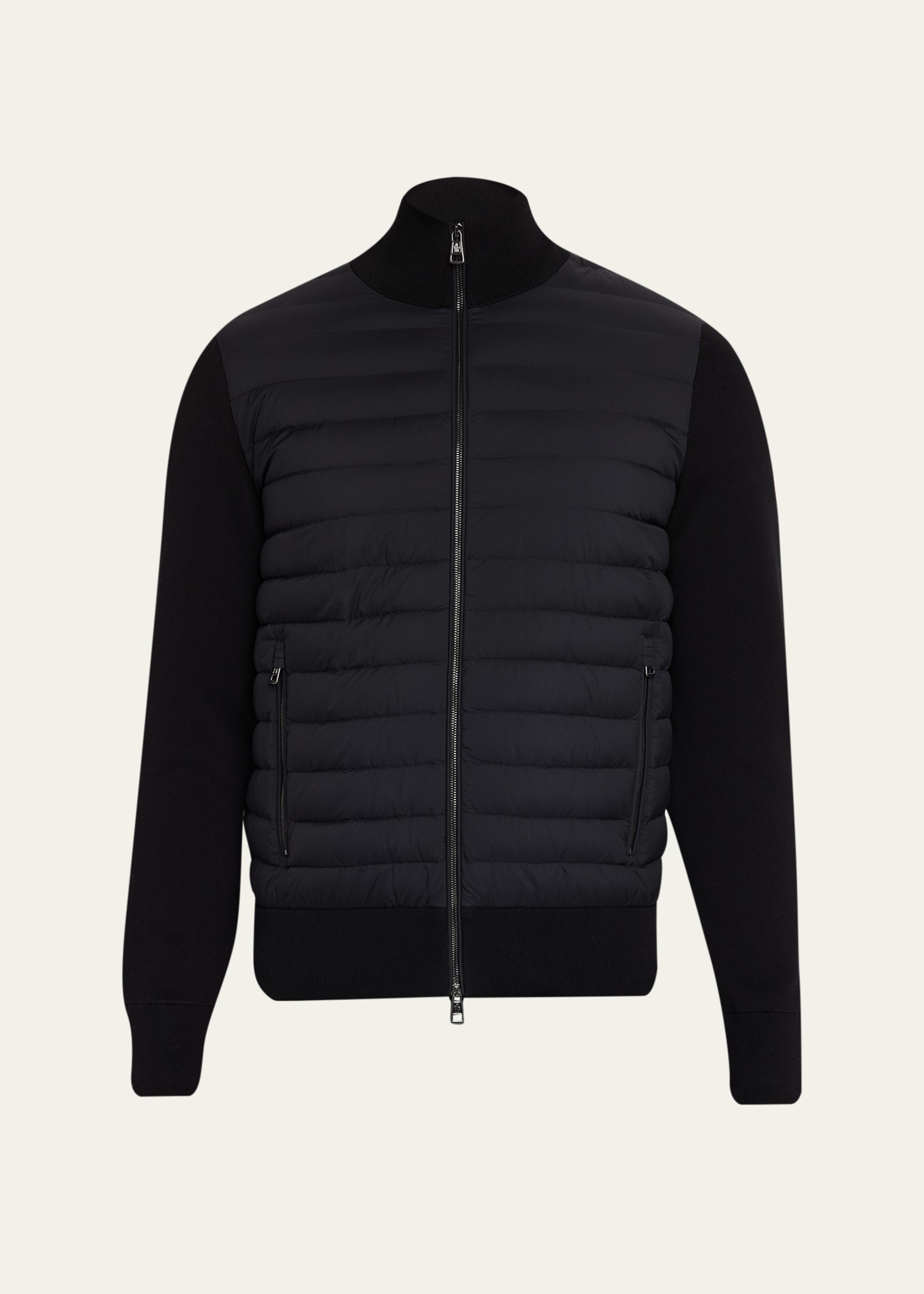 Men's Padded Crepe Cotton Full-Zip Cardigan