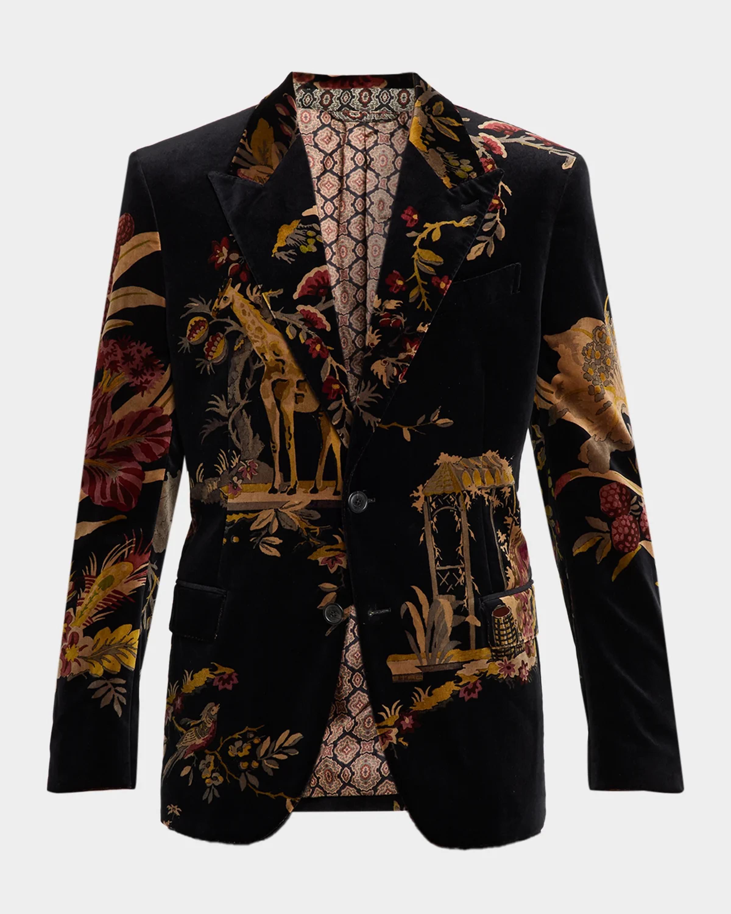 Men's Giraffe Stretch-Cotton Velvet Jacket