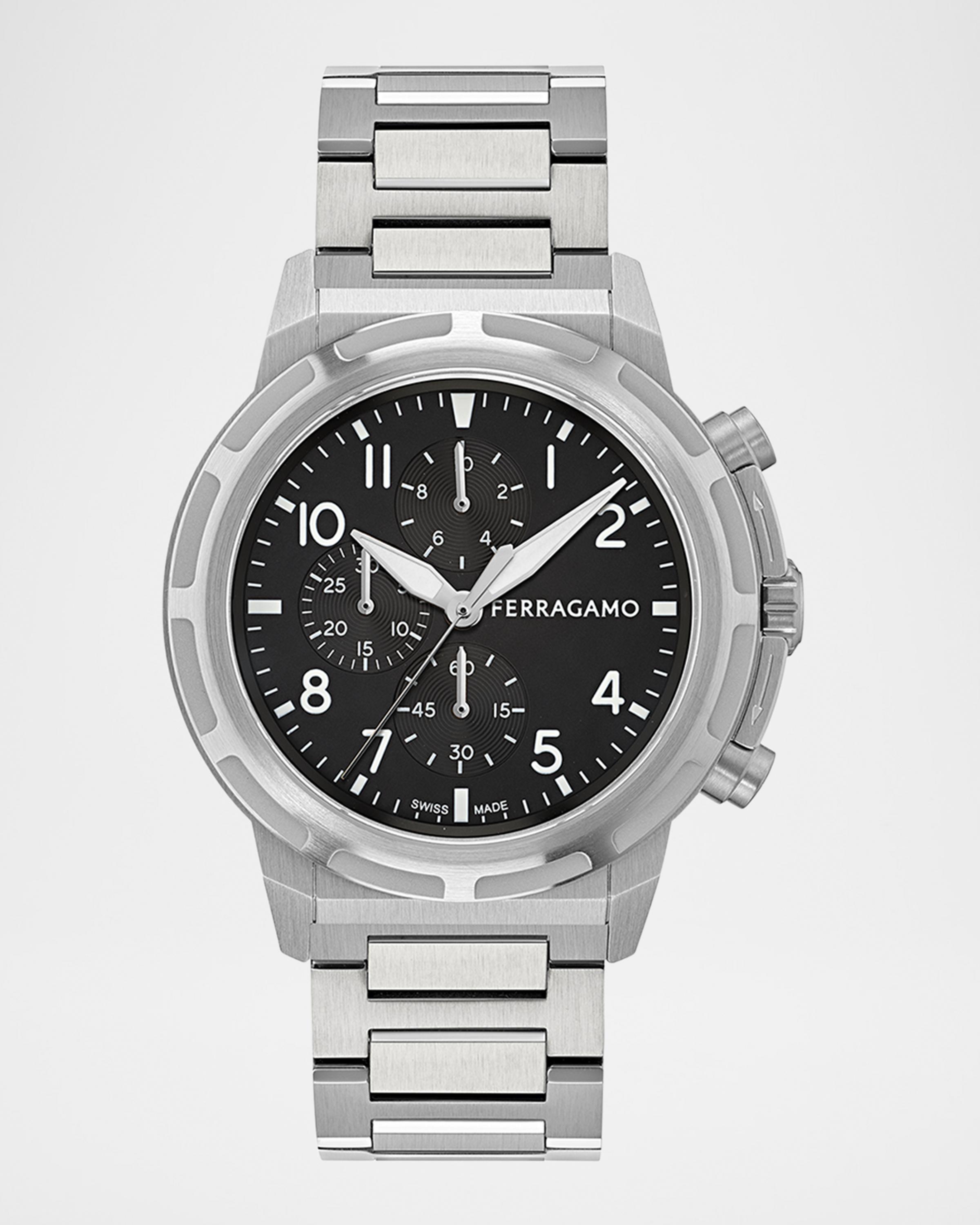 Ferragamo Sport Chrono 44mm Stainless Steel Bracelet Watch