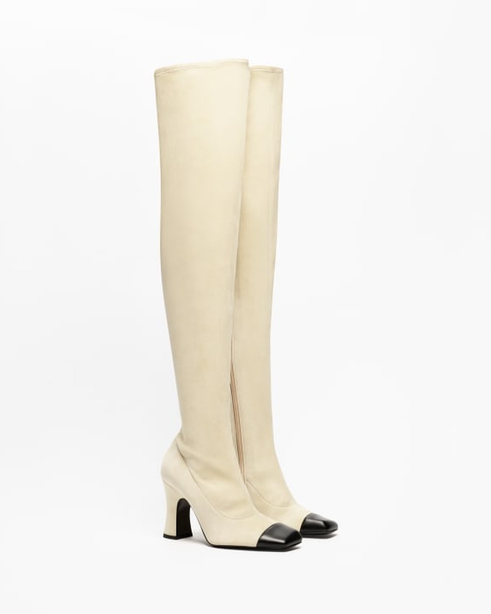 Chanel Thigh High Boots, Beige and Black
