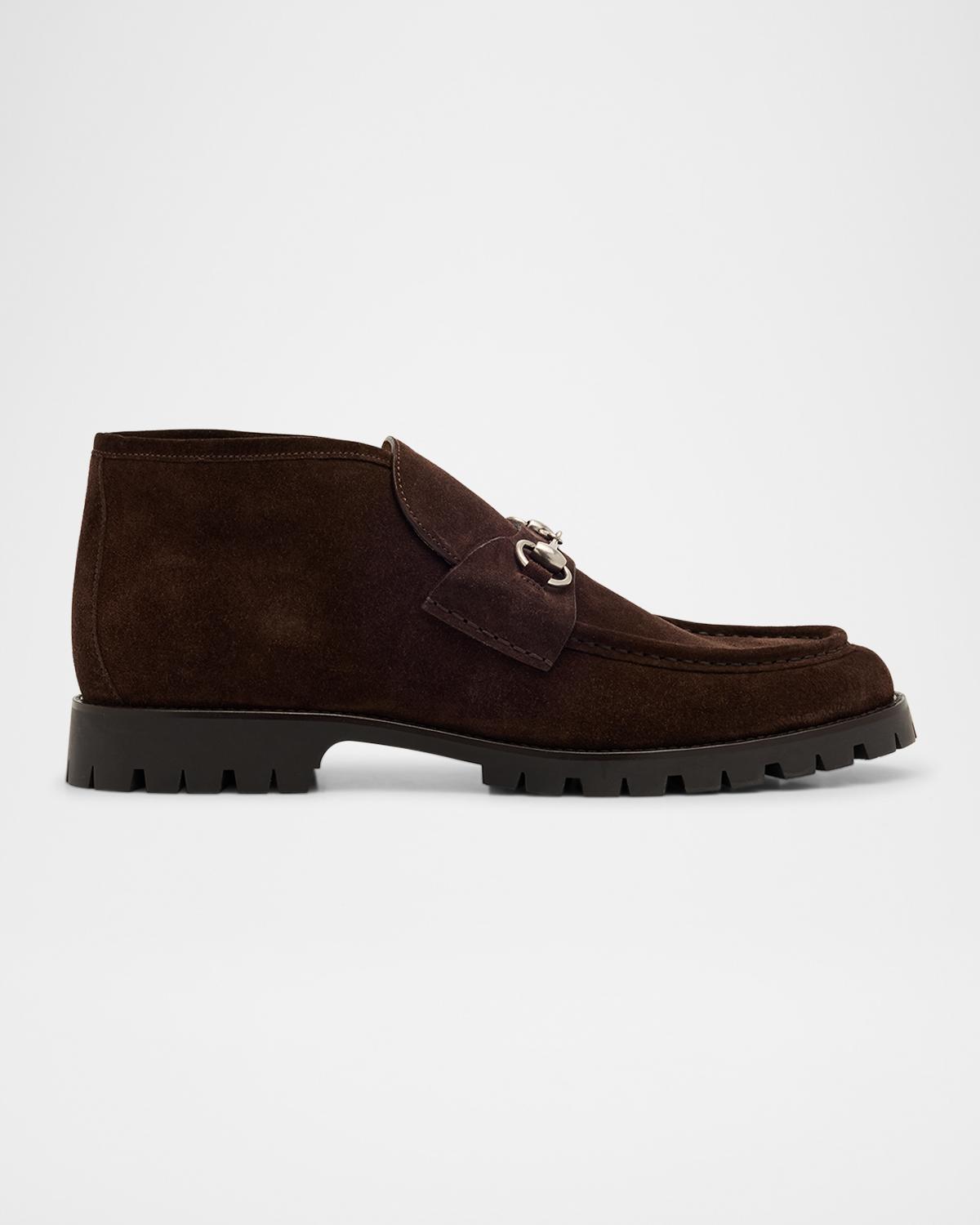 Gucci Men's Sylke Suede Bit Lug-Sole Chukka Boots