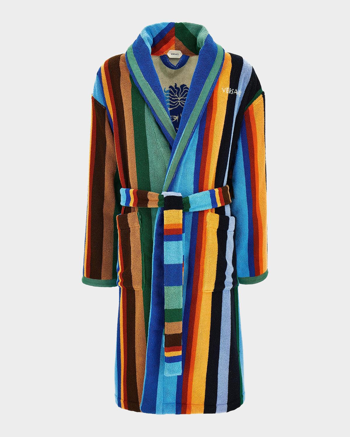 Men's Medusa Jacquard Striped Terry Robe