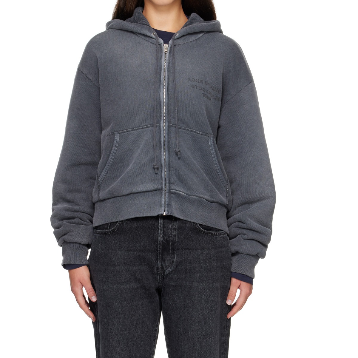 Gray Sprayed Zip Hoodie