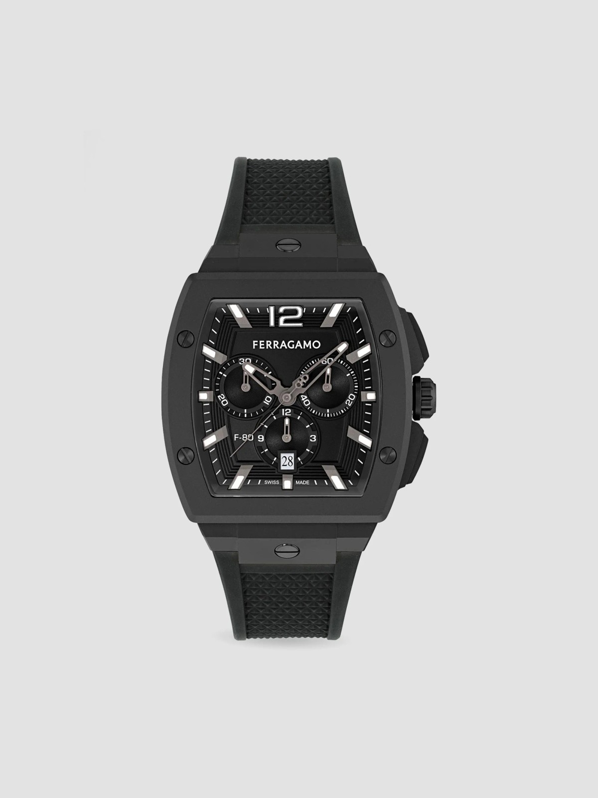 F-80 Tonneau Aluminum & Faux Leather Chronograph Watch/42MM