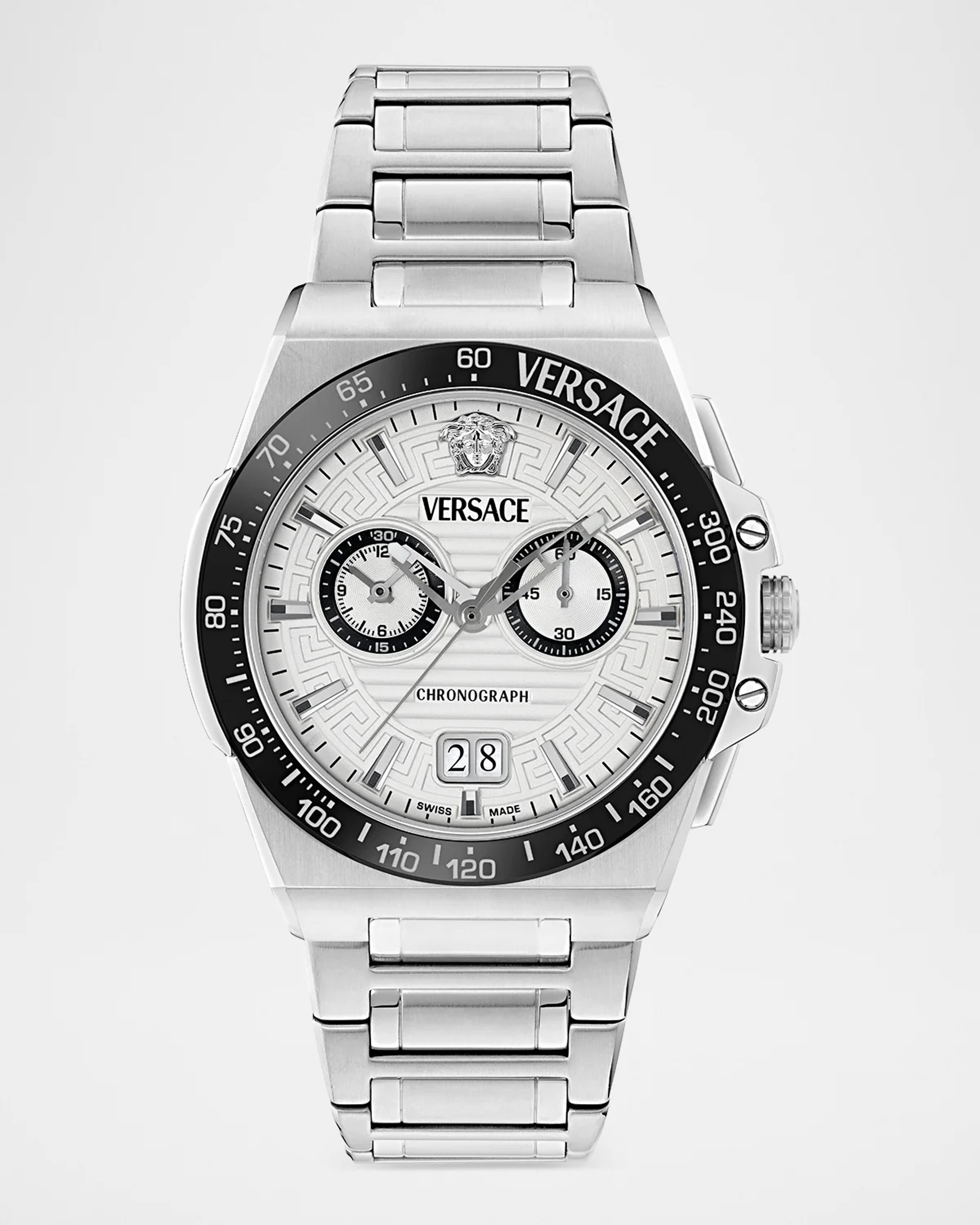 Men's Greca Reaction Chronograph 43mm Stainless Steel Bracelet Watch