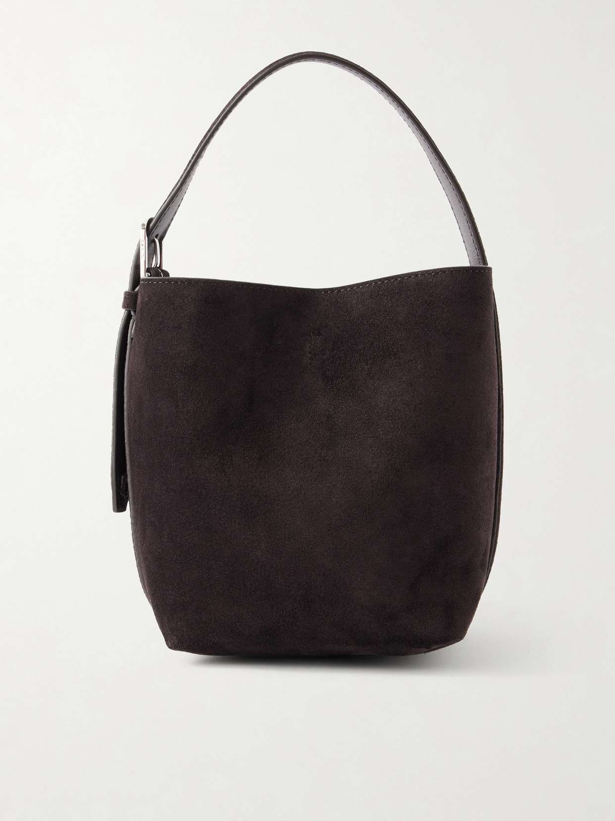 Belted suede tote
