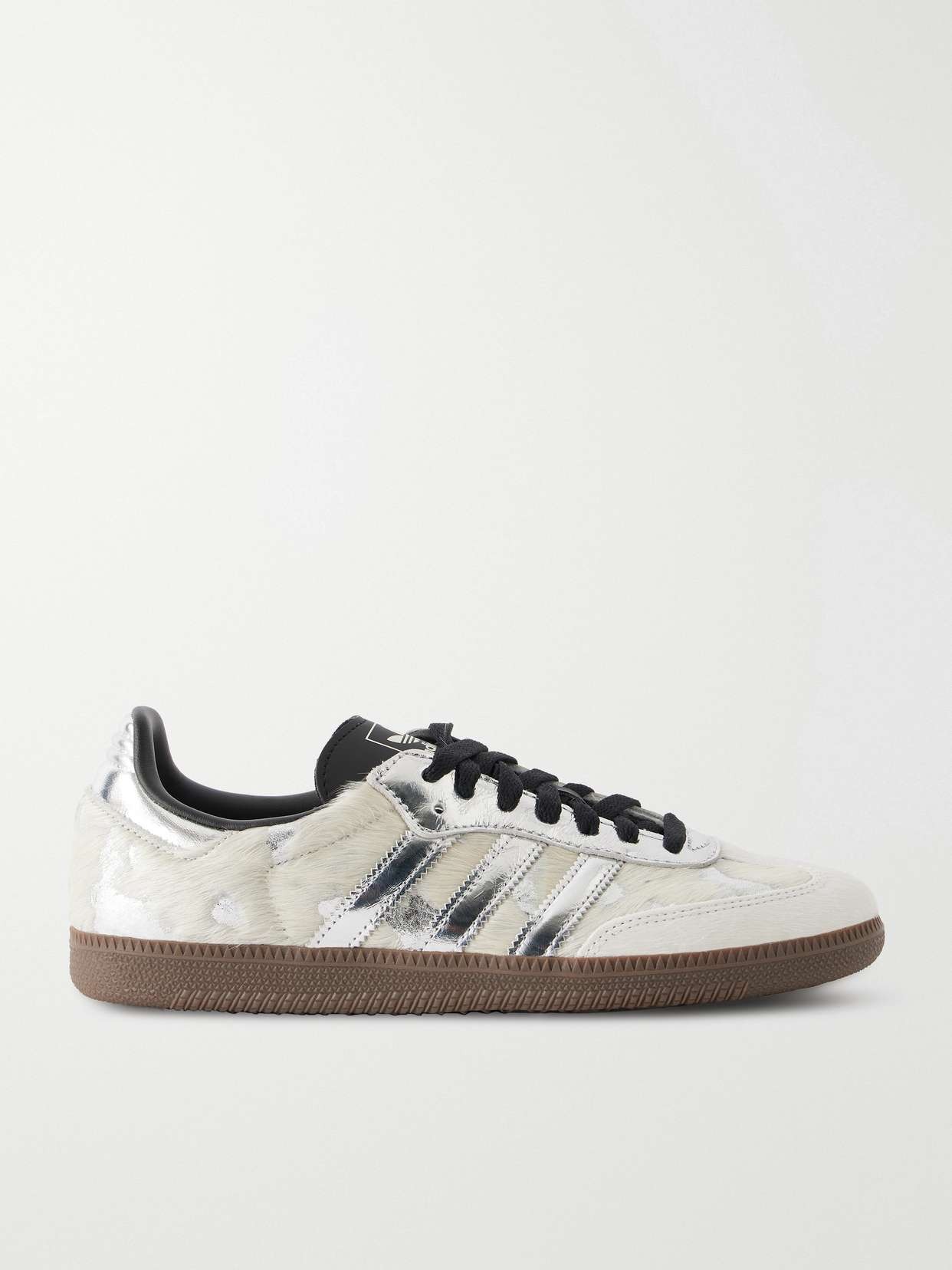 Samba OG calf hair-trimmed metallic leather sneakers
