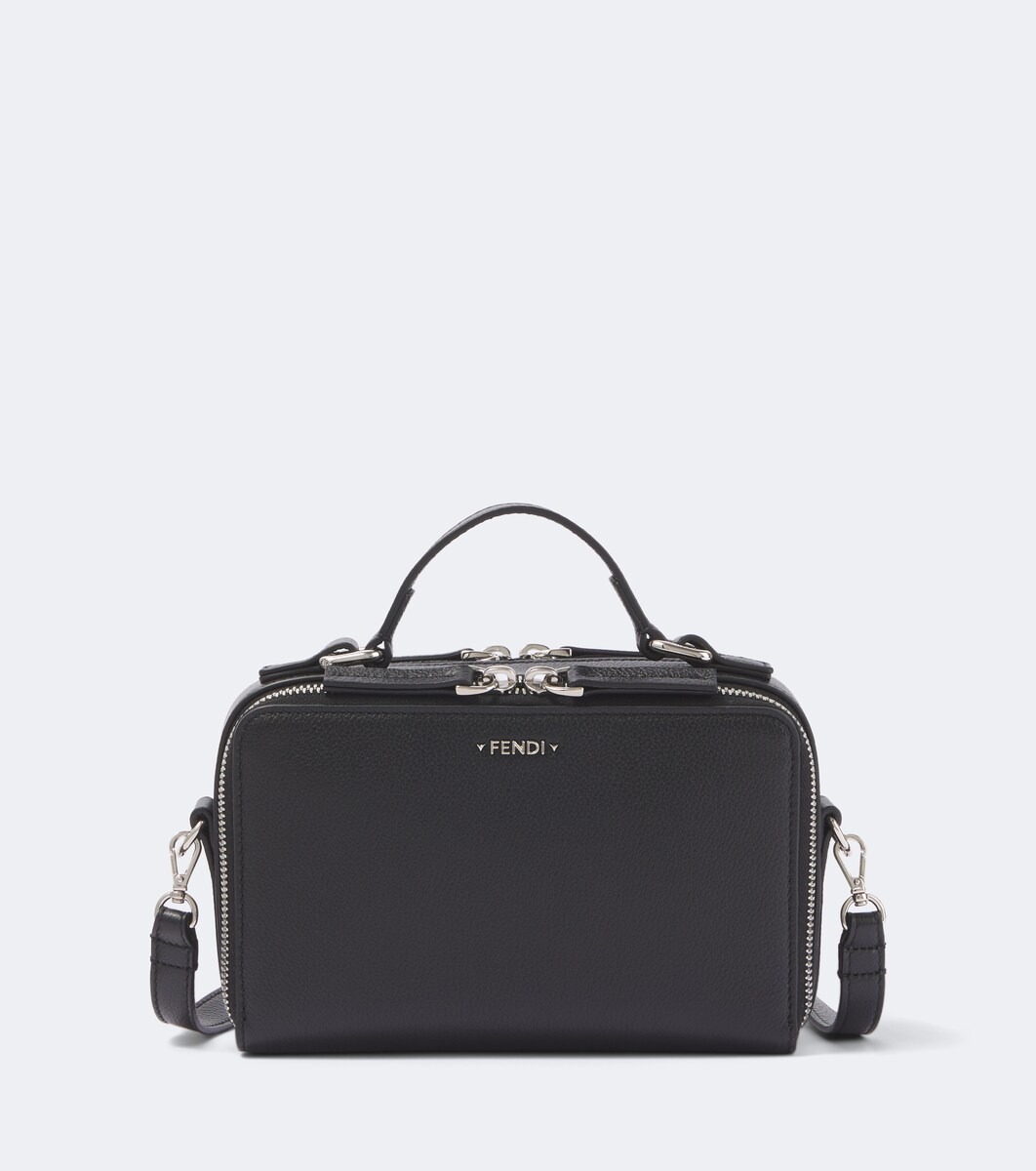 Suede-lined leather crossbody bag
