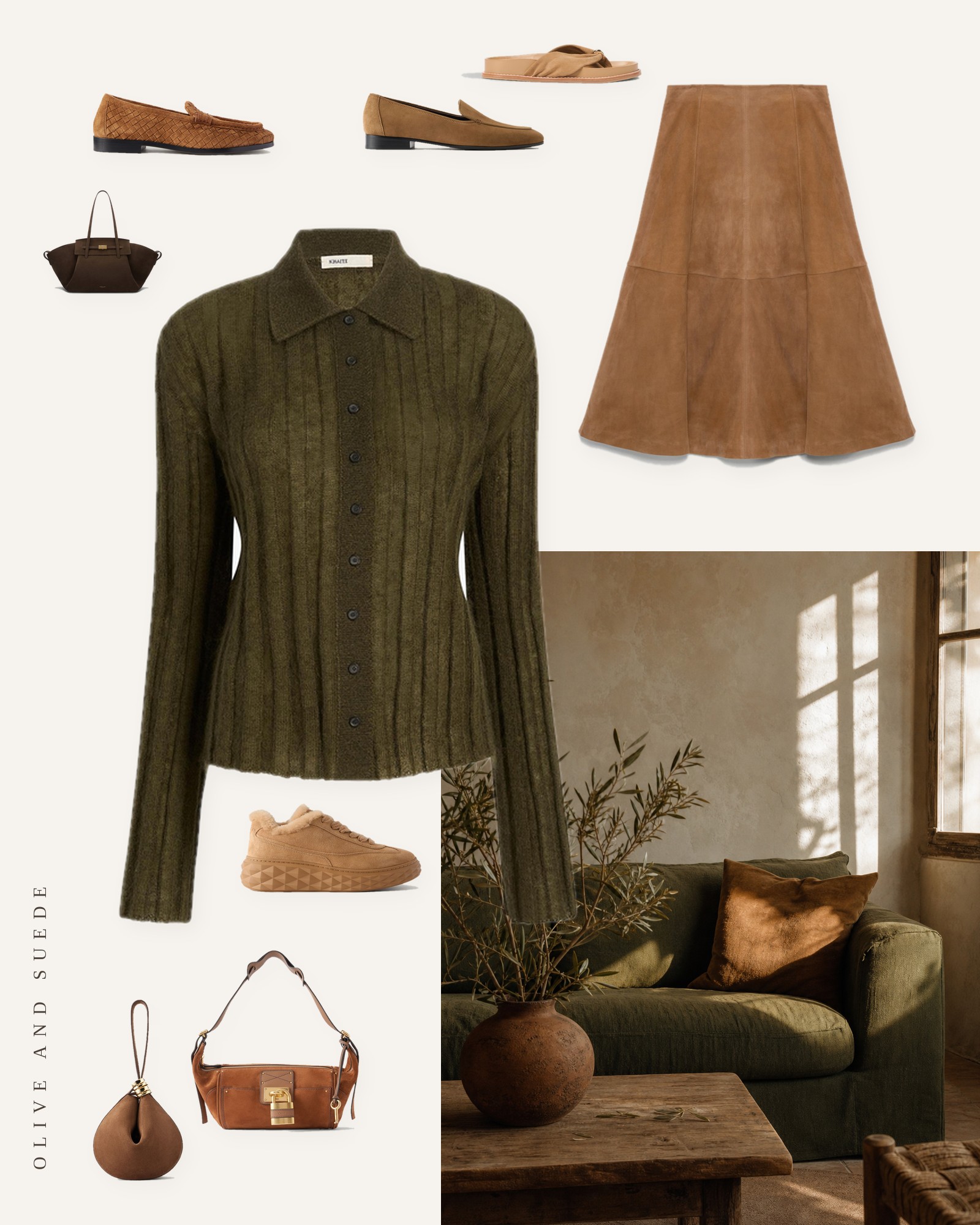 Olive Green and Suede Outfits for Fall