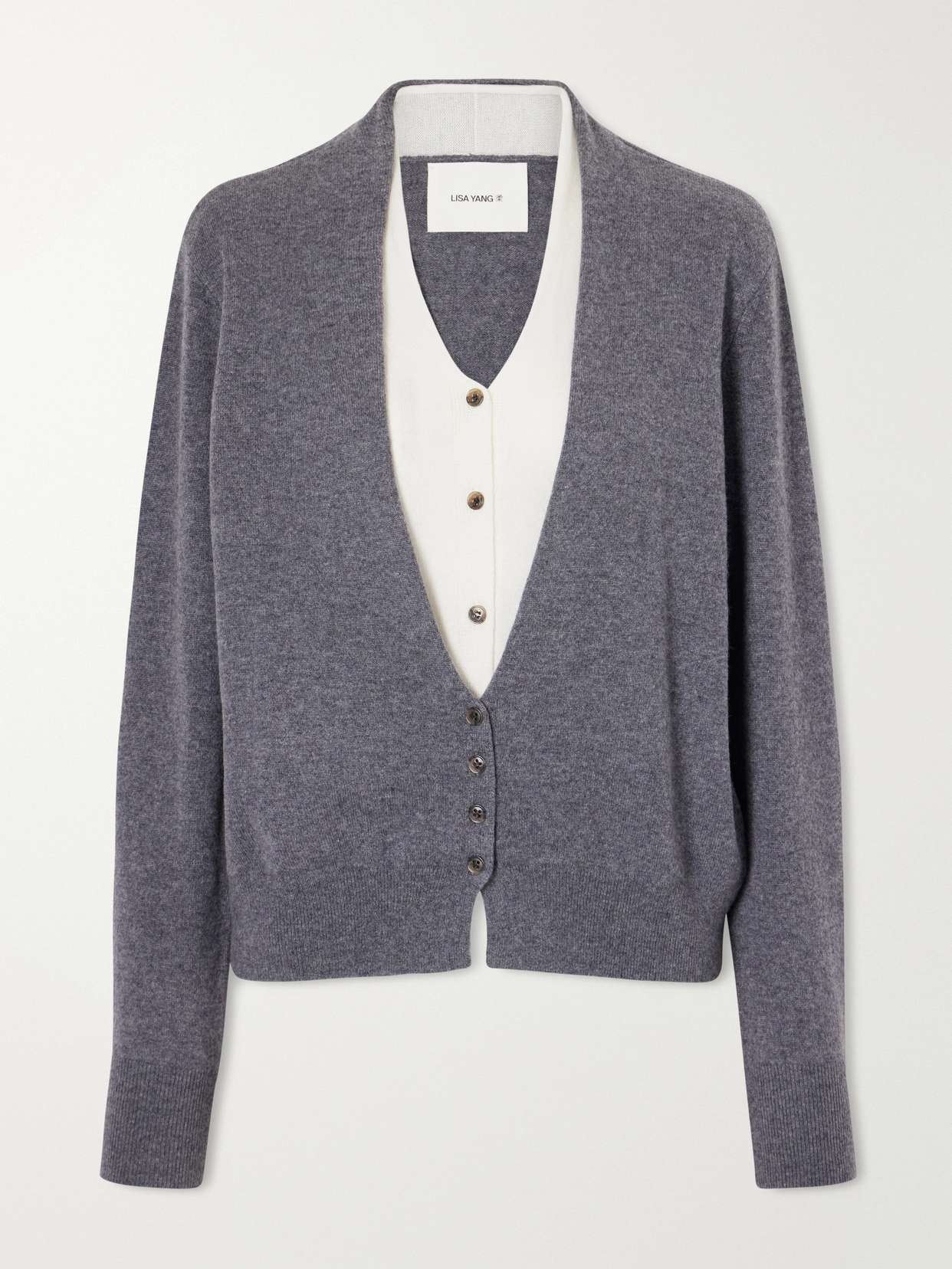 Vani two-tone layered cashmere cardigan
