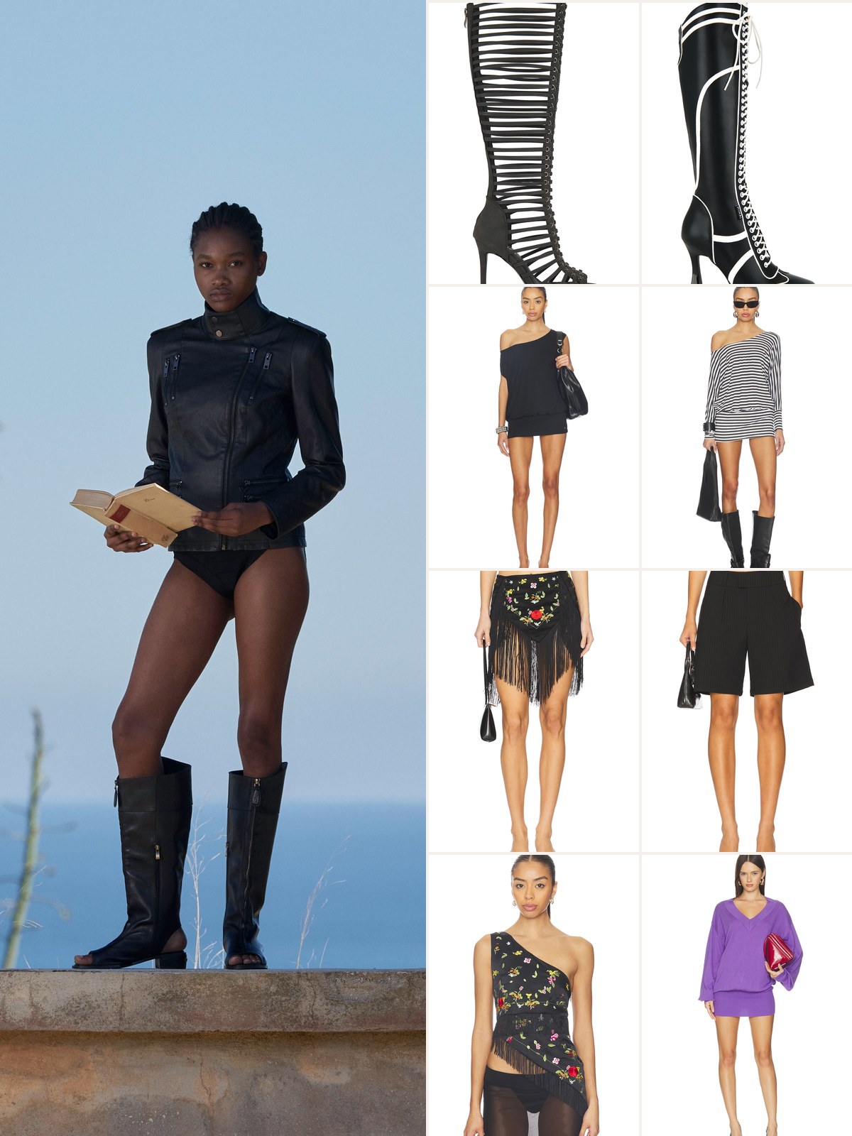 NIIHAI lookbook photo beside eight NIIHAI pieces