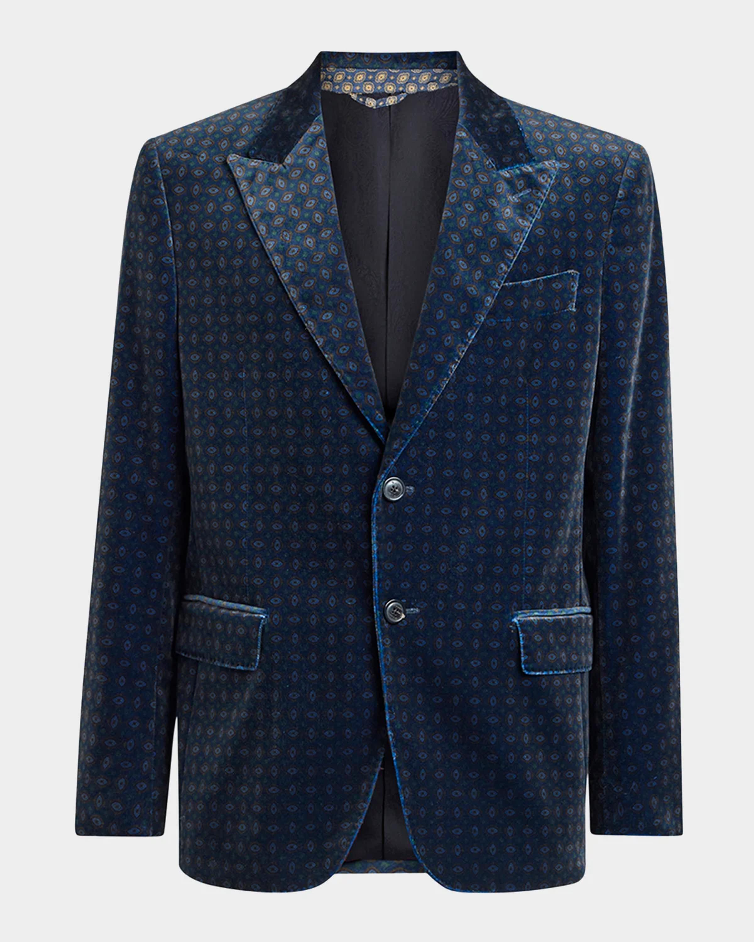Men's Milano Peak-Lapel Paisley Velvet Blazer