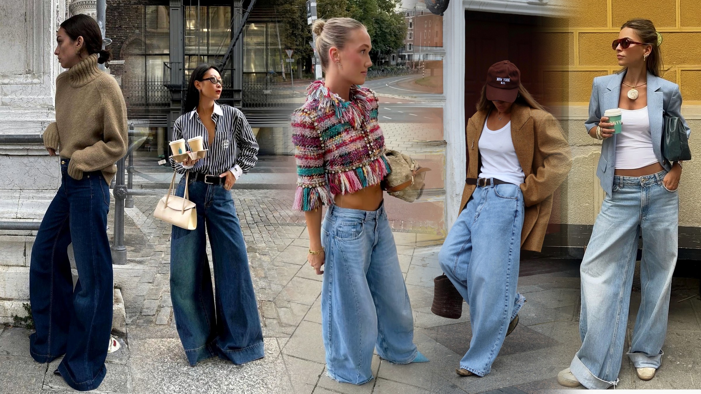 Wide Leg Jeans in Dark Wash, Rinse and Chocolate Brown