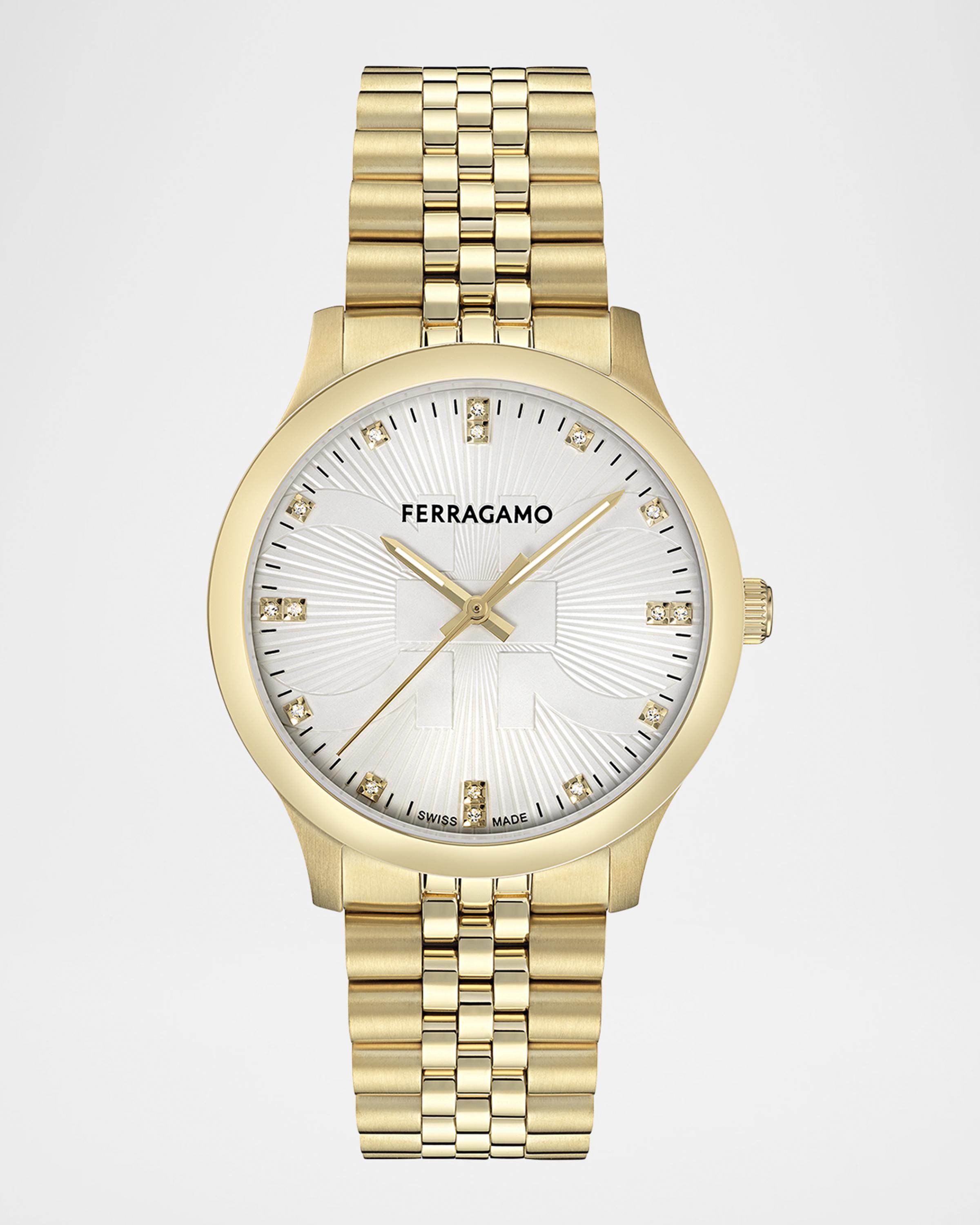 Men's Ren 40mm IP Yelow Gold Bracelet Watch with Diamonds