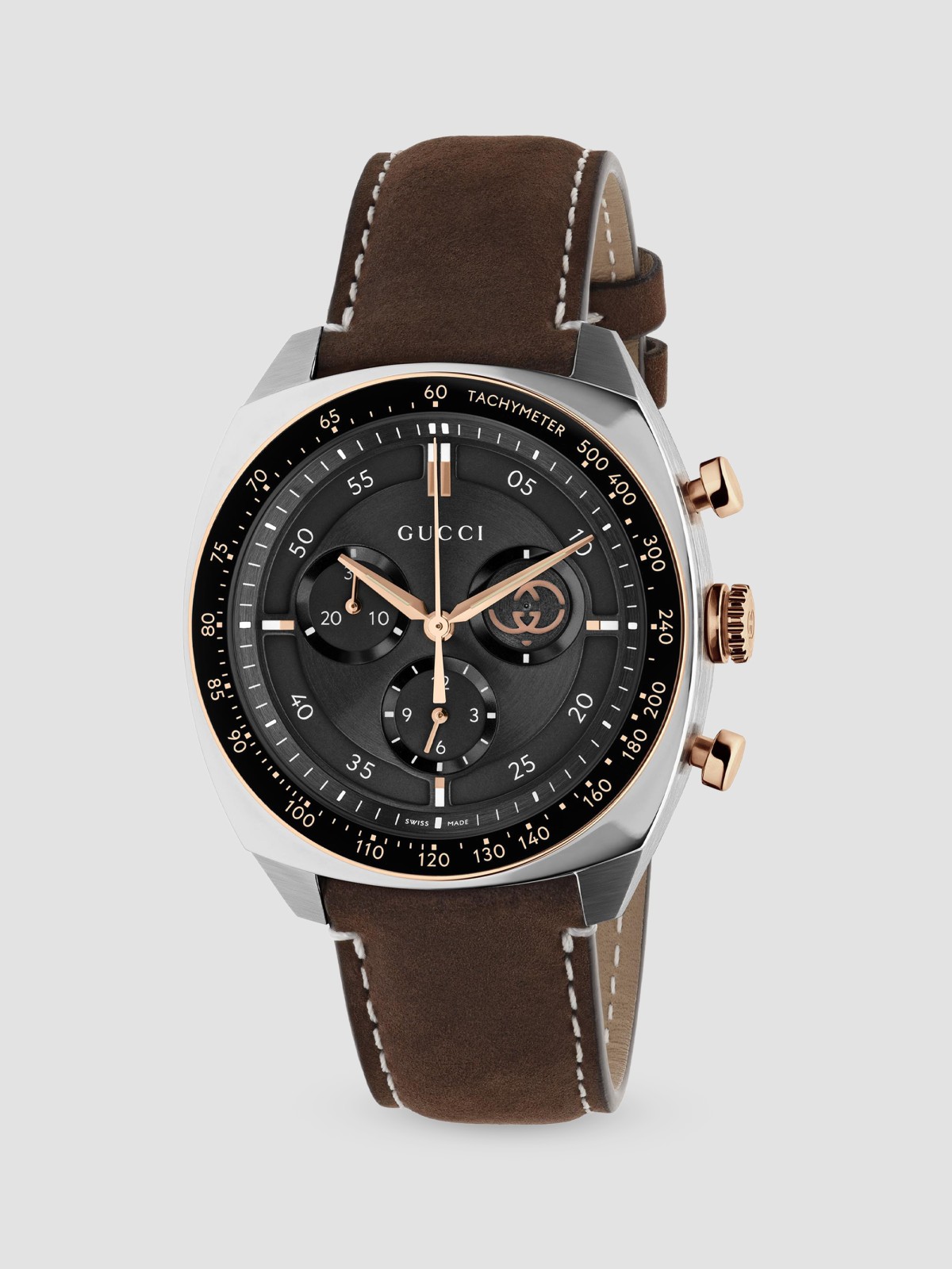 Gucci Interlocking Stainless Steel & Leather Chronograph Watch/41MM