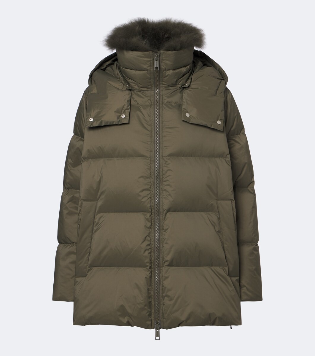 Shearling-trimmed down jacket