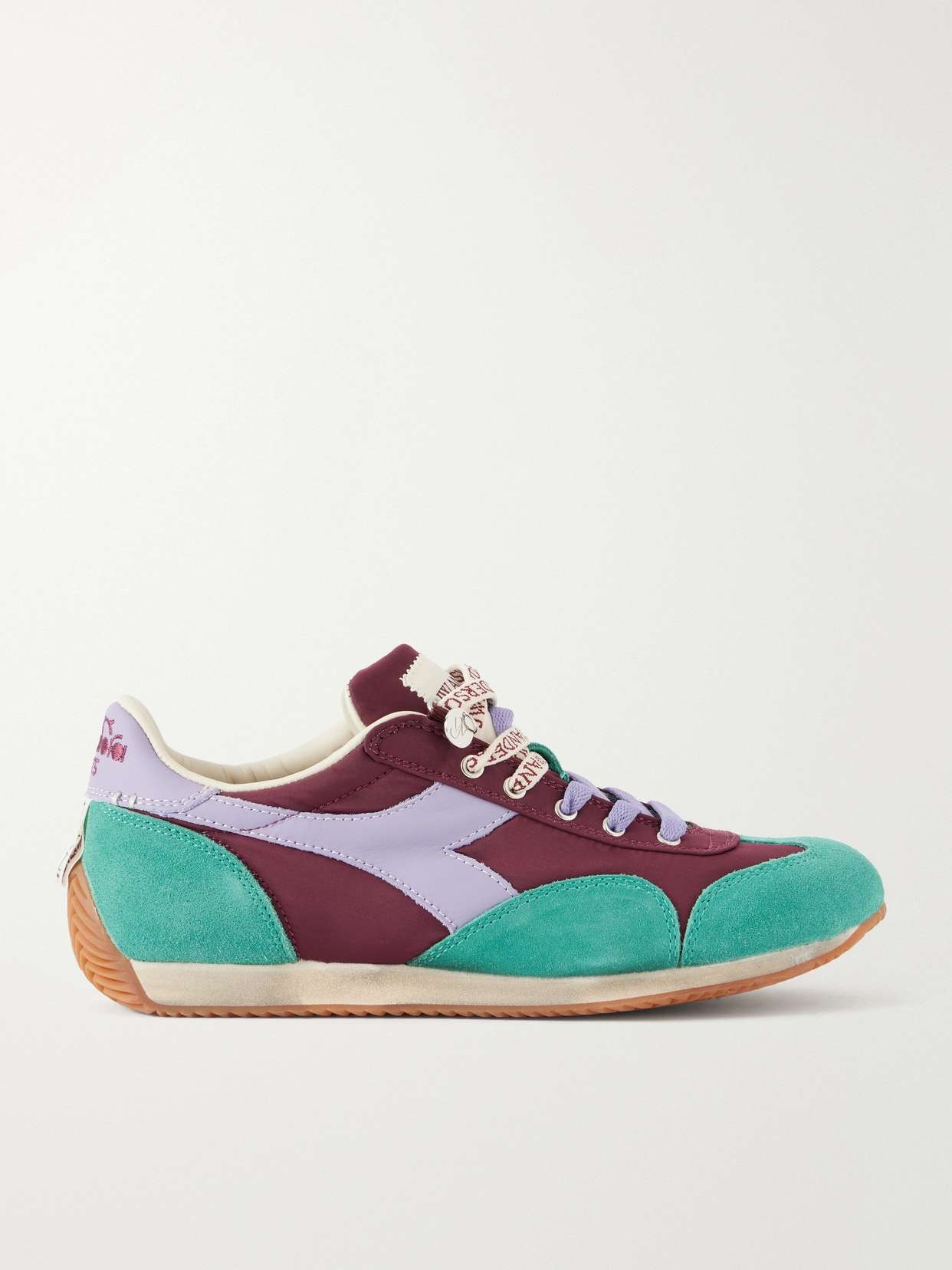 + Diadora Equipe leather and suede-trimmed shell sneakers