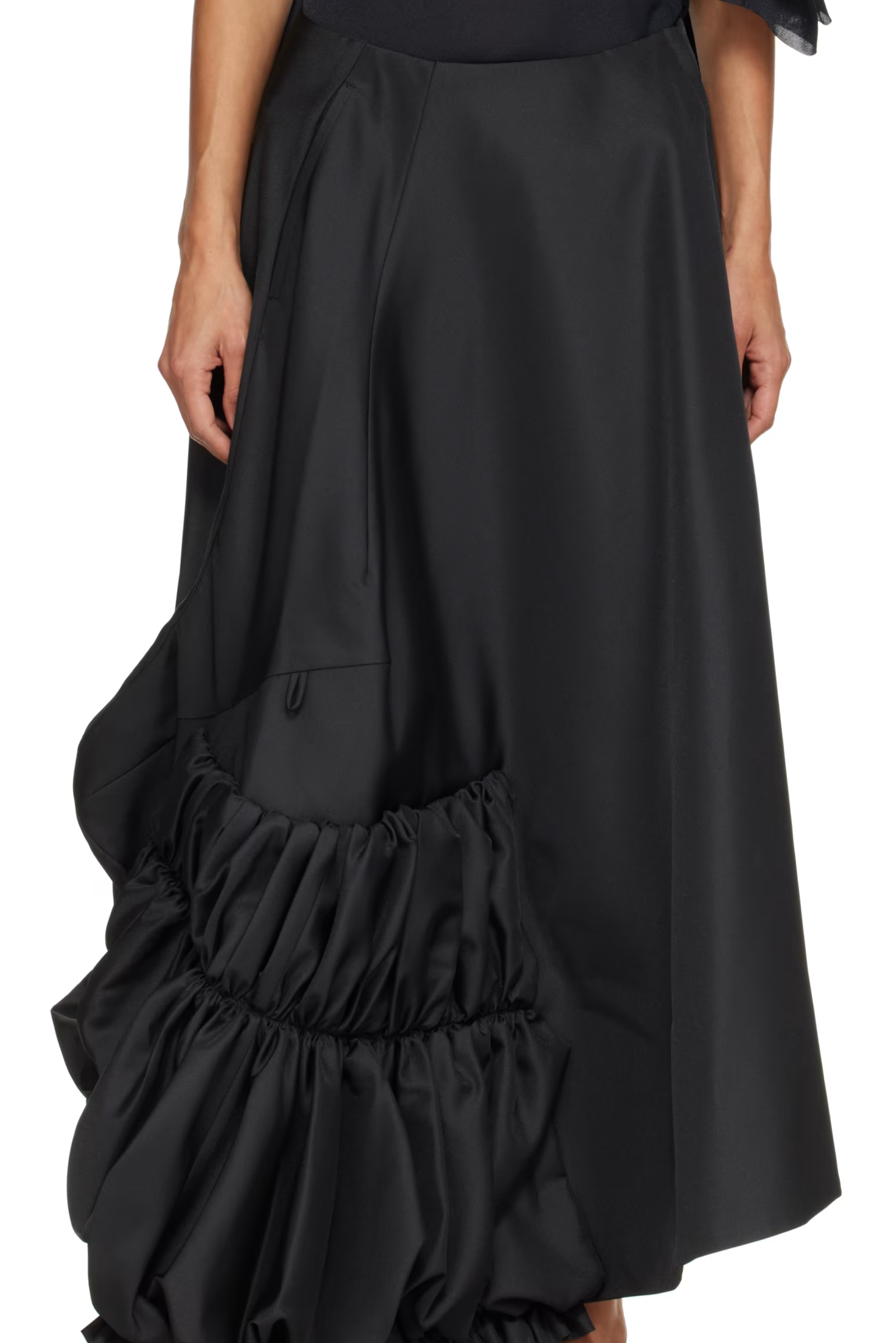 Black Twill Midi Skirt