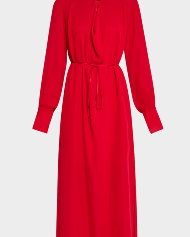 Cutout Silk Double Georgette Midi Dress