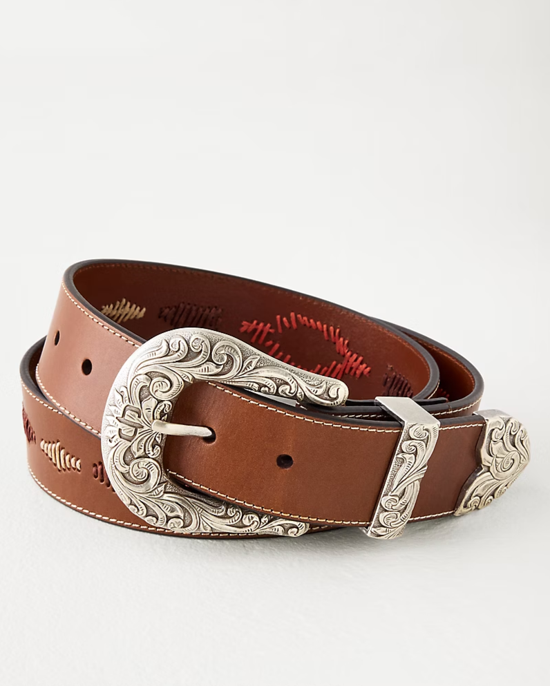 Tommy Bahama x Stetson Embroidered Leather Belt