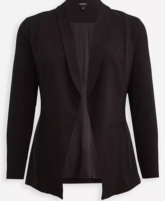 Plus Size Longline Shawl-Collar Blazer