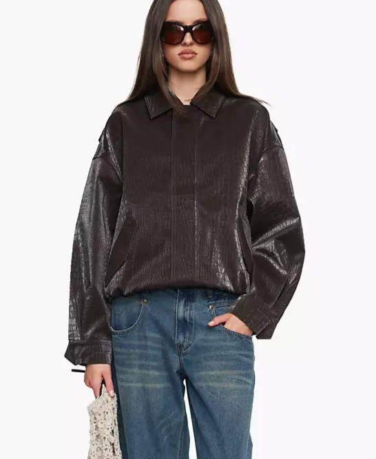 Women's Kenny Crocodile-Embossed Unlined Bomber Jacket